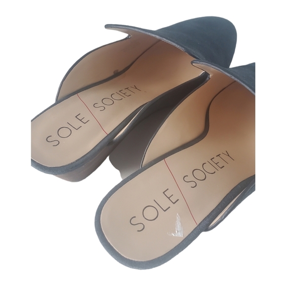 Sole Society Navy Blue Suede Wedge Slides/ Mules Size 8 - Picture 4 of 6